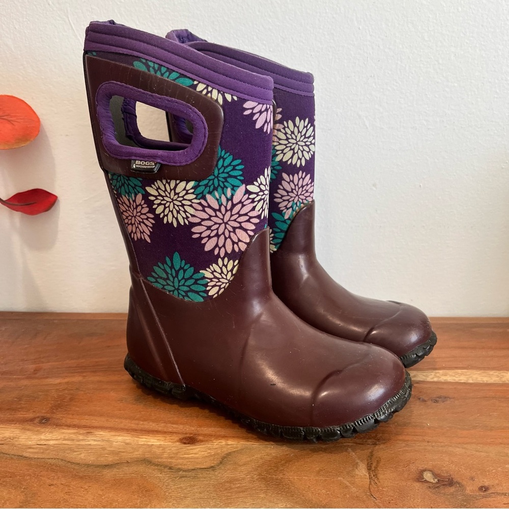 Bogs Purple and Brown Floral Boots